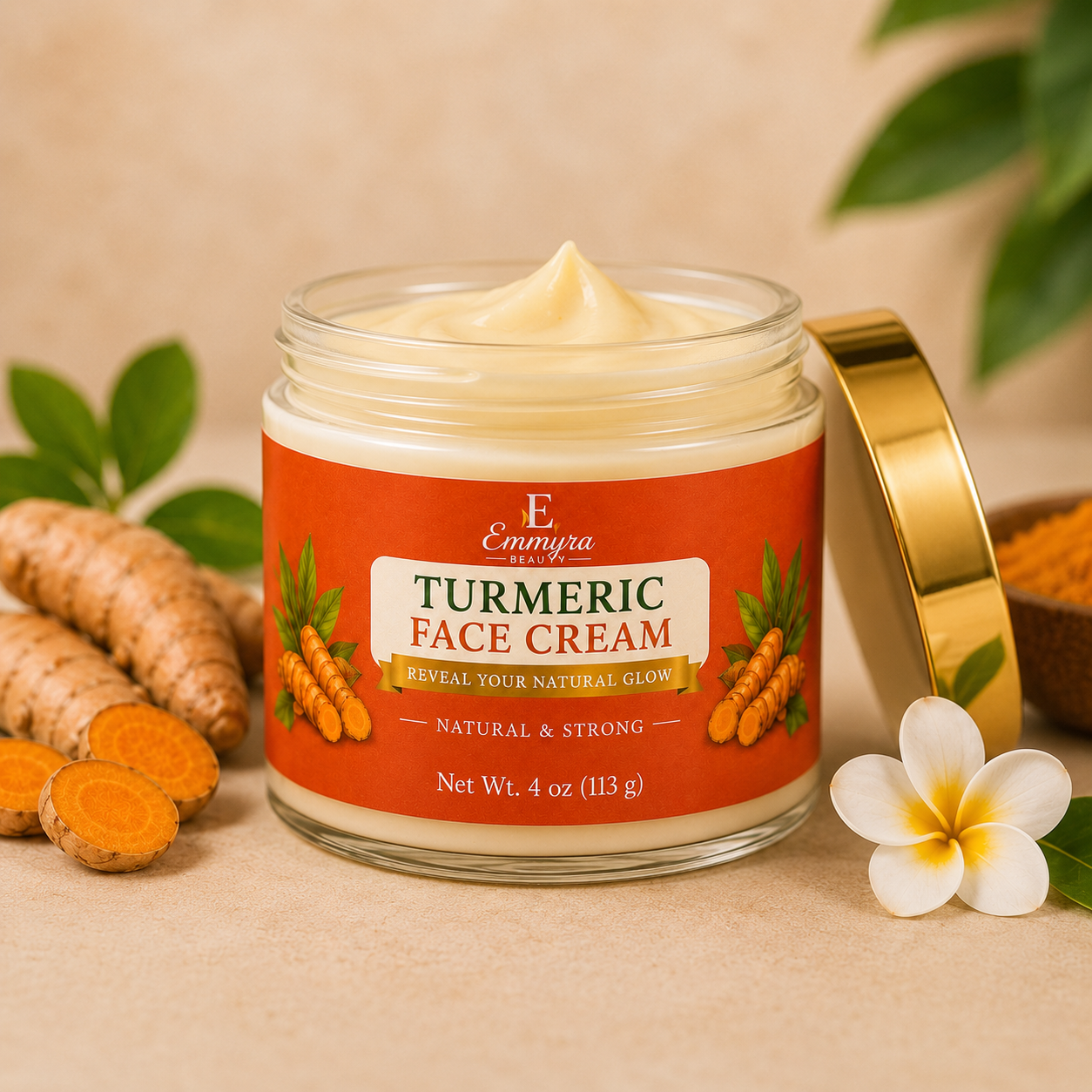 Emmyra Turmeric Face Cream / Natural Glow Moisturizer - 4oz