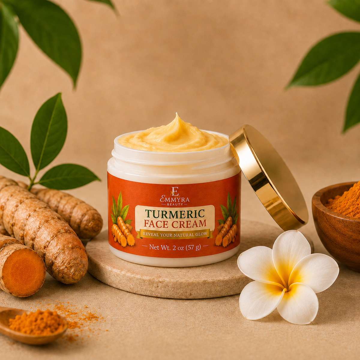 Emmyra Natural Turmeric Face Cream / Natural Glow Moisturizer - 2 oz
