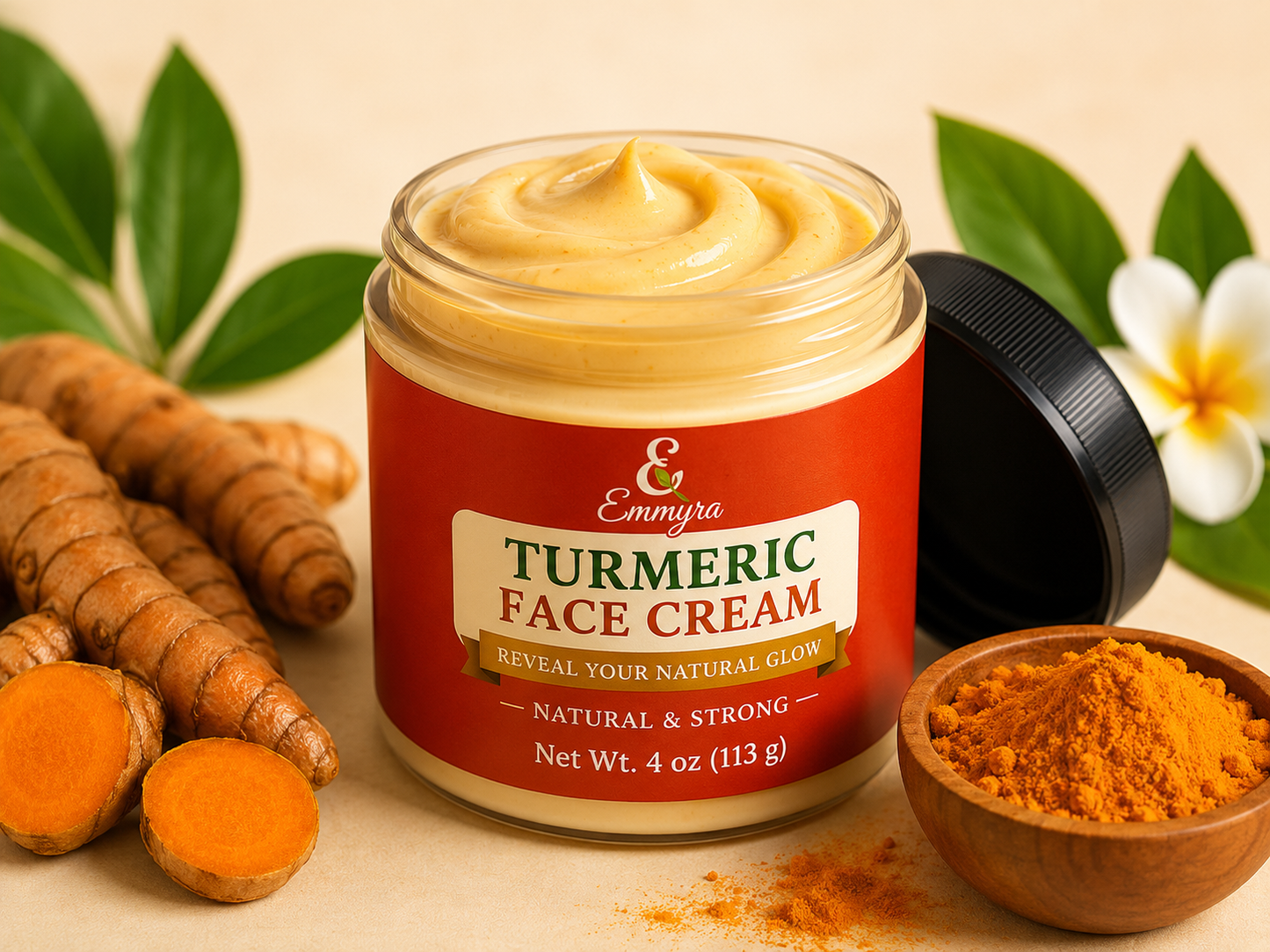 Emmyra Natural Turmeric Face Cream / Natural Glow Moisturizer - 4oz