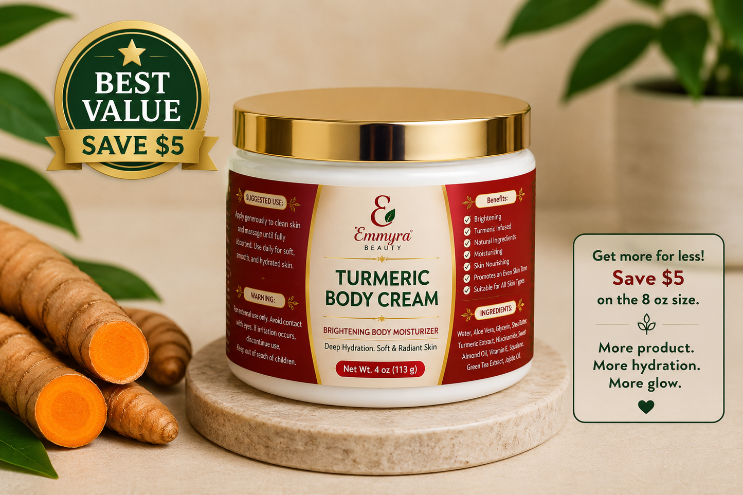 Turmeric Body Cream - 8 oz