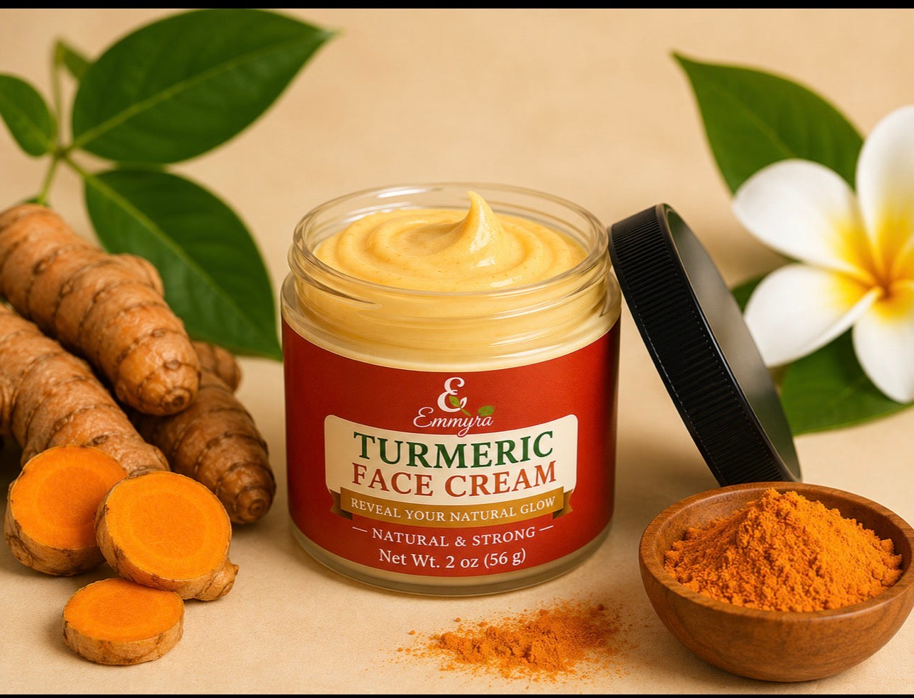 Emmyra Natural Turmeric Face Cream / Natural Glow Moisturizer - 2 oz